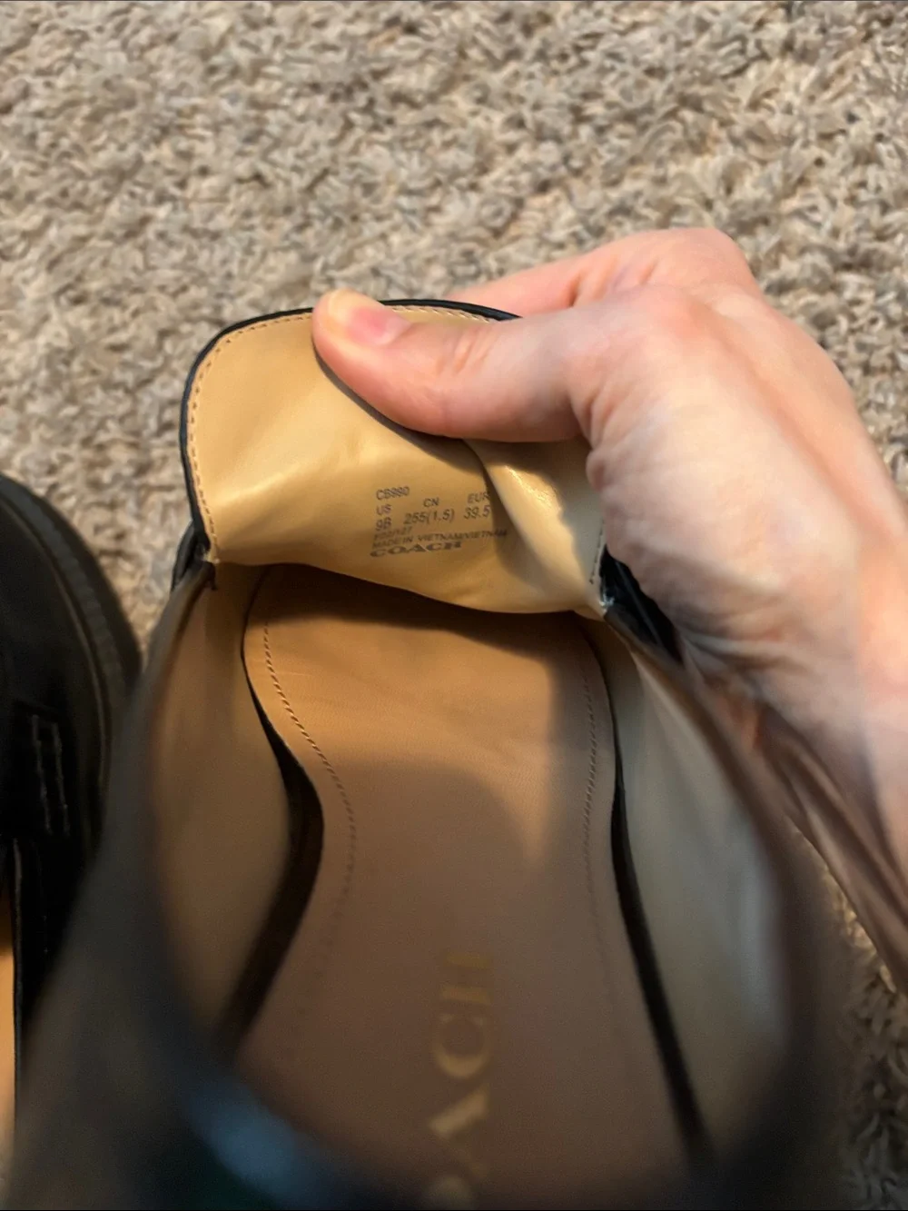 Coach Black Leah Lugsole Loafers